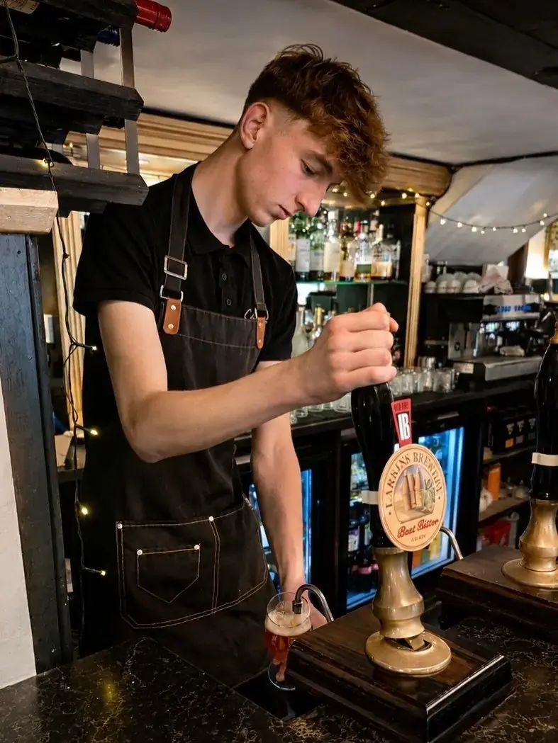 Behind the bar at The Yew Tree, Maidstone
