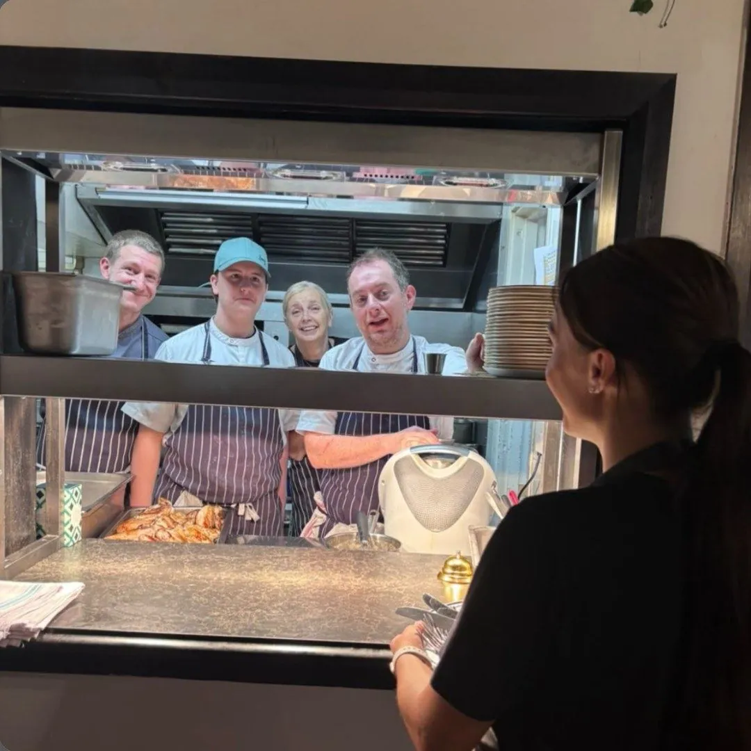The kitchen team at the pass, The Yew Tree